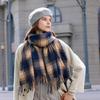 Thick  Print Warm Winter Scarf New Women Plaid Design Pashmina Shawls Cashmere Shawl Lady Wrap Tassel Scarves Knitted
