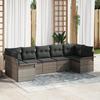 VidaXL 7-Piece Garden Sofa Set with Grey Cushions Poly Rattan 3345509