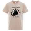 Schrodinger Is Dead Black Cat Tshirts Men Women Oversized T-Shirt Hip Hop Loose Tee Clothes Casual Tops