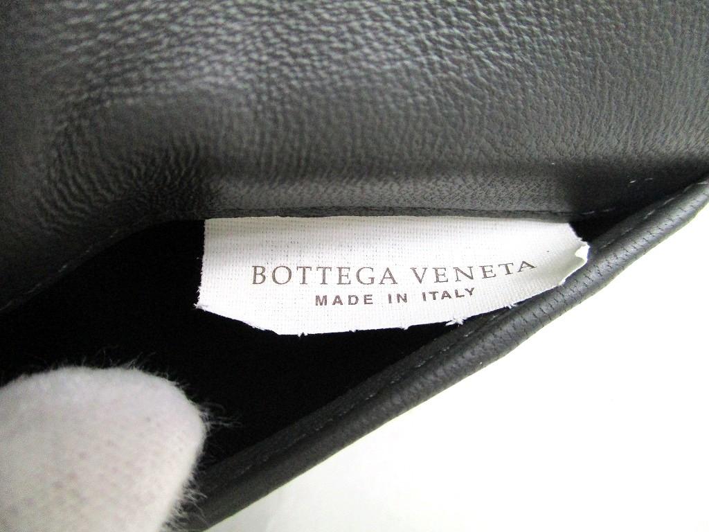 Оригинальный черный кожаный держатель для визиток BOTTEGA VENETA Intrecciato #885 Восстановленный