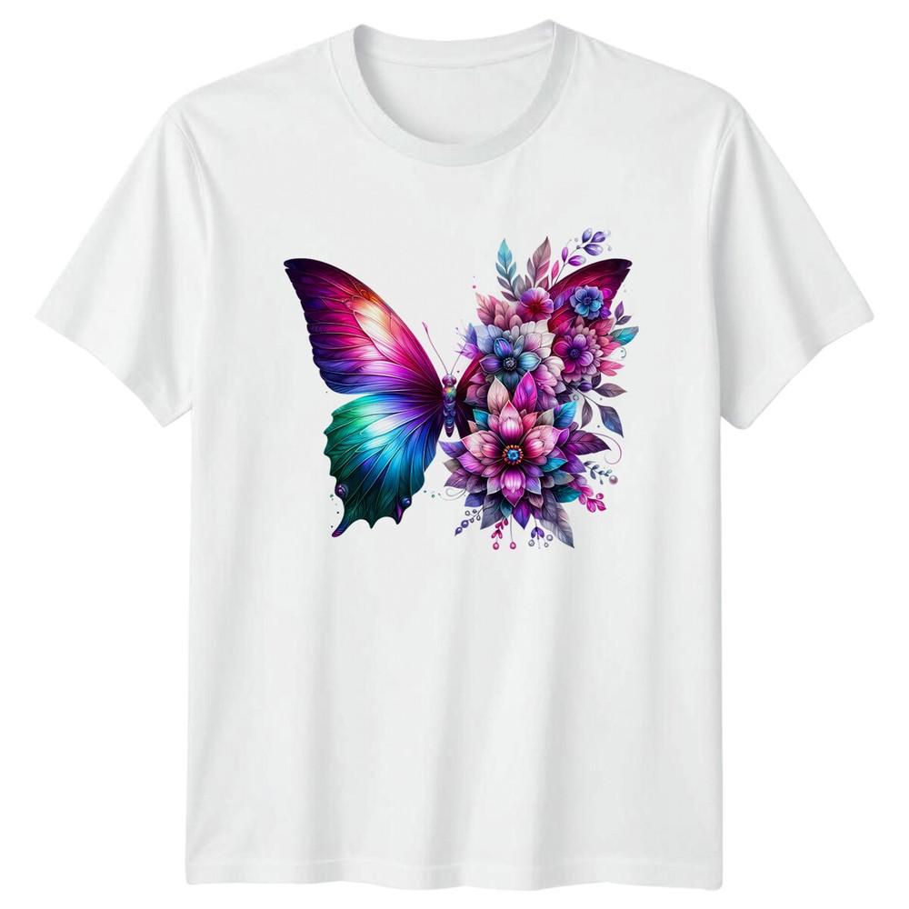 Vibrant Butterfly Floral Animals Unisex Graphic Tee Womens Mens T Shirt Unisex T-Shirt