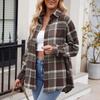 Женская модная широкая клетчатая куртка-рубашка на пуговицах с длинными рукавами