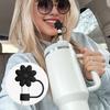 Flower Straw Cover Food Grade Silicone Reusable Dust-proof No Spill Tumbler Straw Tip Plug Topper Protector Cup Accessories