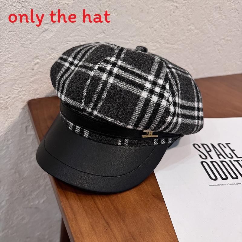 Ретро восьмиугольный берет для женщин с клетчатым дизайном для осени и зимы