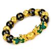 Pixiu Men Obsidian Stone Beads Attract Wealth Thermochromism Good Luck Bangle Wristband Bracelets
