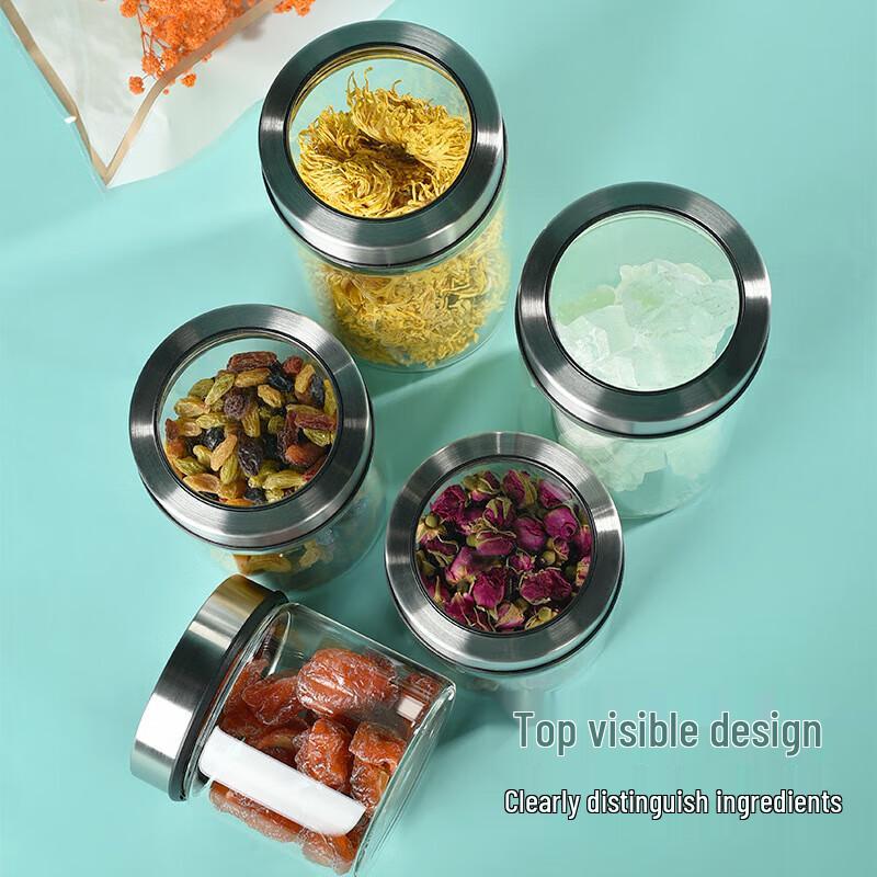 ZISIZ High Borosilicate Glass Storage Jar with Transparent Lid