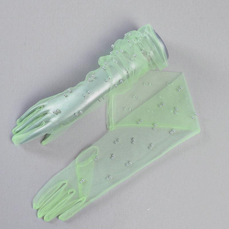 Белые свадебные перчатки Сетчатые перчатки Длинные перчатки Белые перчатки из пряжи Свадебные перчатки