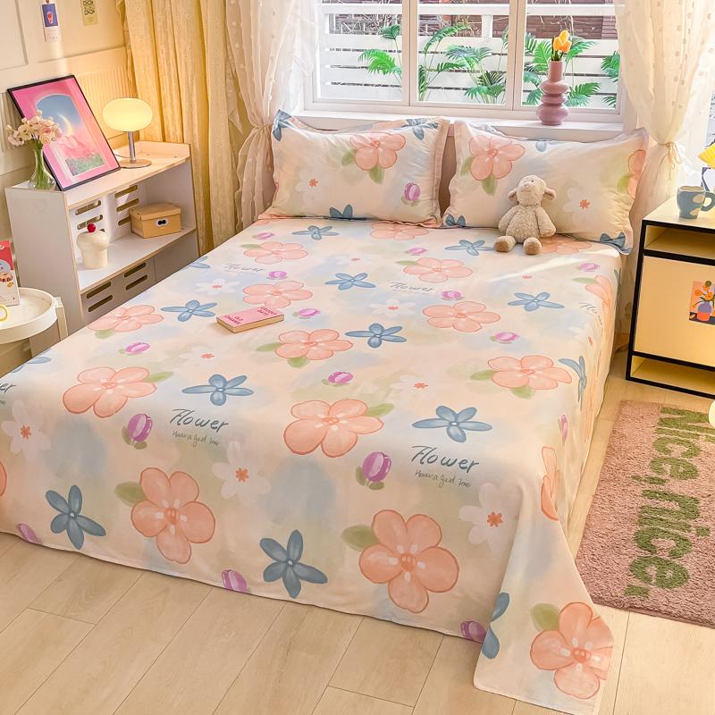 100% Cotton Flat Sheet Floral Style Bedsheet Skin-friendly Bed Linen Sabanas Para Cama Home Bed Flat Sheets (No Pillowcase)