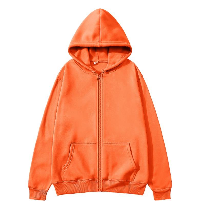 Autumn Winter Men's Women's Same Zipper Sweatshirt Cardigan Hooded Sweatshirt Solid Color Blank Sportswear Top