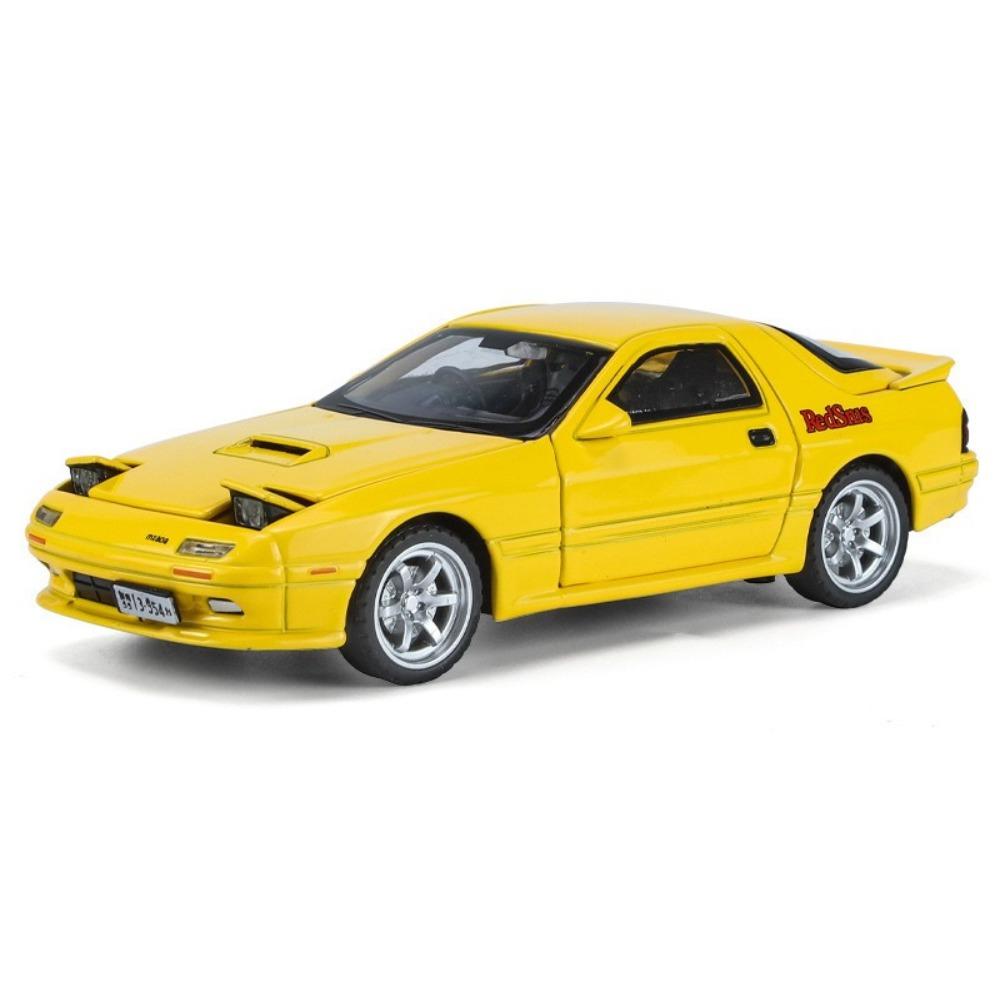 Initial D 1/32 Mazda RX7 Миниатюрная литая модель RX-7 Игрушечная машинка Звук и свет Открывающиеся двери Коллекция Подарок для детей Мальчиков Коробка