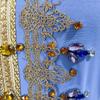 Muslim Dress Light Blue Ribbon Hand-stitched Rhinestone Long-sleeved Fake Two-piece Fashion Dress