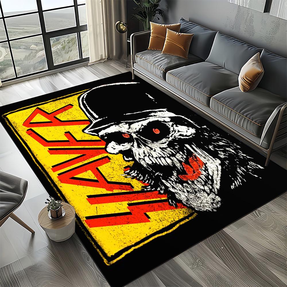 3D Retro Band Slayer Heavy Metal Rcck Sign Carpet Rug for Living Room Bedroom Home Sofa Decoration,Kid Play Non-slip Floor Mat