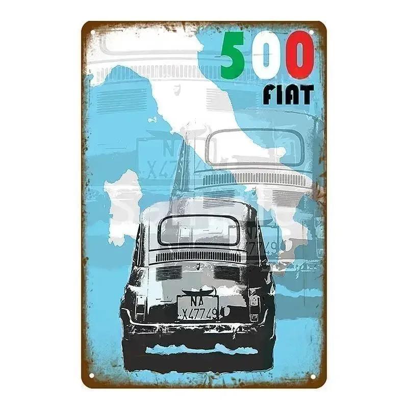 Классический Fiat 500 Винтажные Металлические Жестяные Таблички Металлический Постер Настенный Декор Постер Кафе Бар Паб Домашний Настенный Декор Авто Металлическое Художественное Постер