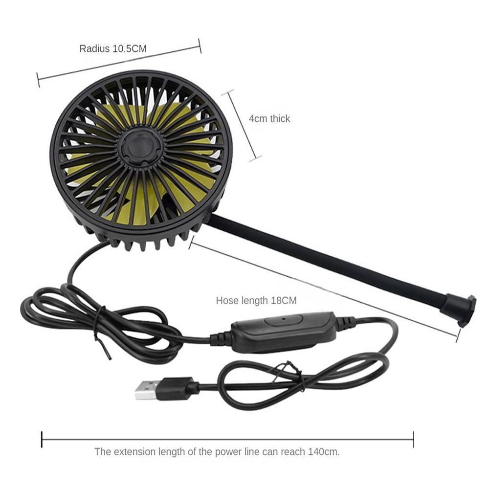 Adjustable Car Fan 360-Degree Free Universal USB Car Cooling Fans Dashboard/Back Seat 3-Speed Auto Exquisite Wind Air Cooler