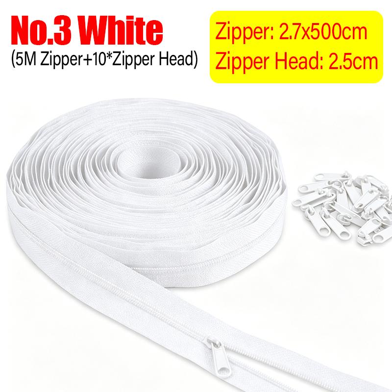 No.3 No.5 Long Nylon Coil Zippers with Auto-lock Zipper Slider for Clothing Bags Luggage Backpack DIY Craft Sewing Accessories