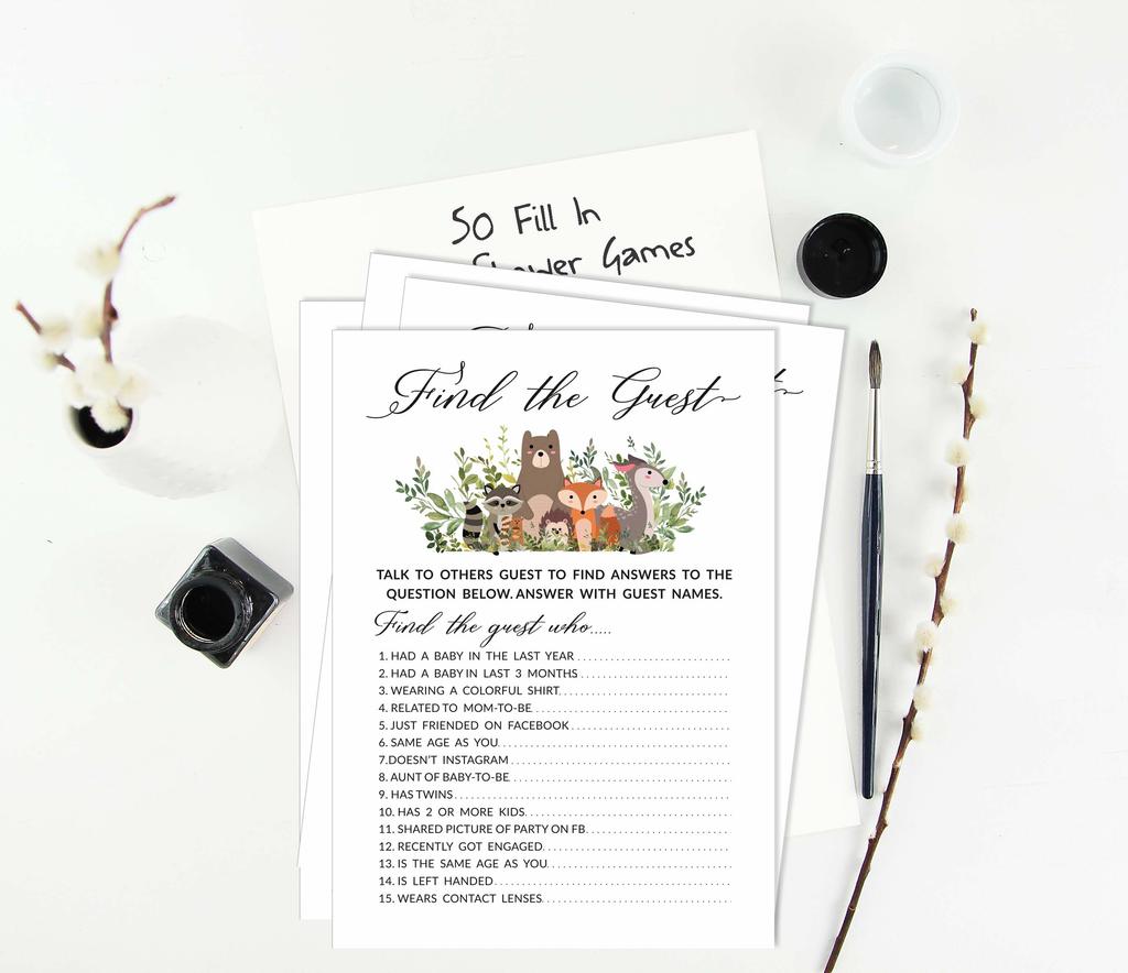 Inkdotpot Листья и Животные Набор Игр для Детского Праздника 50 Штук BabyA  AlphabetA  ABCA  Игра Гендерно Нейтральная Вечеринка