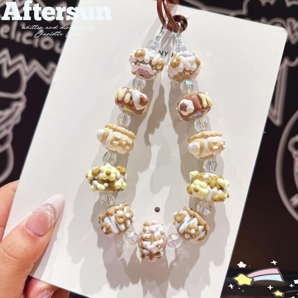 Расписанный вручную бисерный шнурок для телефона и брелок-шарм