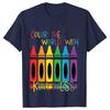 Color The World with Kindness T Shirt for Women Clothing Back To School Tops Teachers' Day Gift Harajuku Short Sleeve Tees