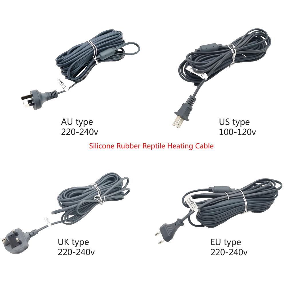 Штекер ЕС/США/Великобритании/Австралии Уход за рептилиями В аксессуарах для питомцев Водонепроницаемая силиконовая резина Греющий кабель для рептилий для обогрева террариума Дно Клетка для питомцев Рептилии Греющий коврик