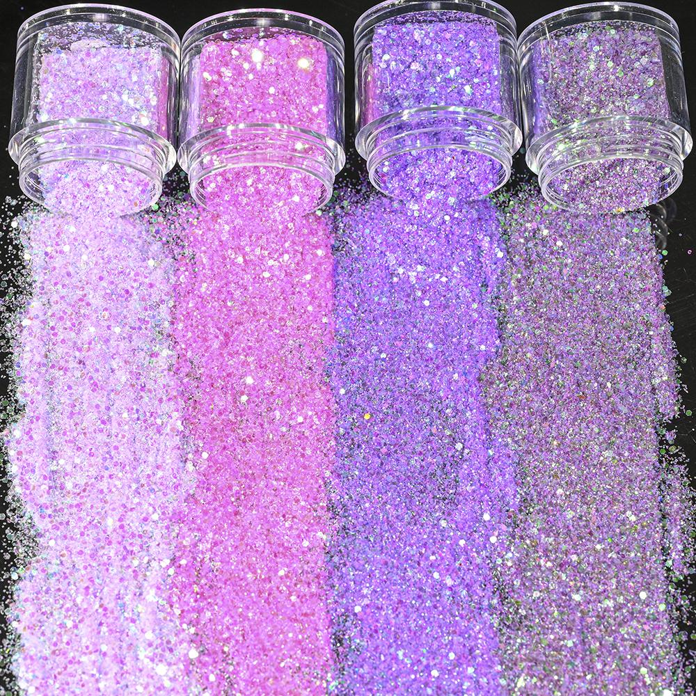 4 коробки/набор, 10 мл, 3D лак для ногтей, фиолетовый, розовый, микс, блестящая пудра для ногтей, блестки, украшение для дизайна ногтей, красочные для УФ-эпоксидного гель-лака, хлопья