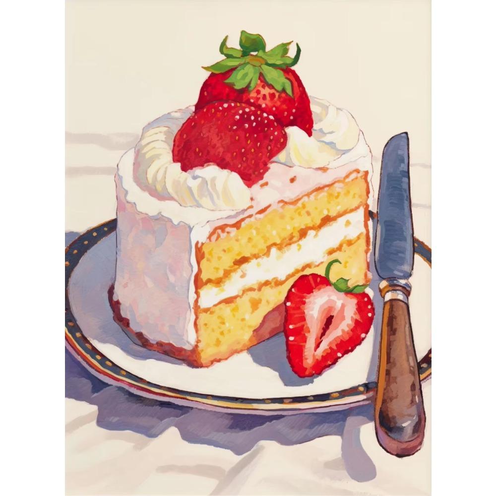Cream Fruit Cake Watercolor French Pastry Illustration Poster Canvas Wall Art Print Picture Colorful Kitchen Home De