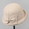Small warping edge middle-aged and elderly temperament elegant wool top hat mother bucket hat autumn and winter warm old man hat women's basin hat