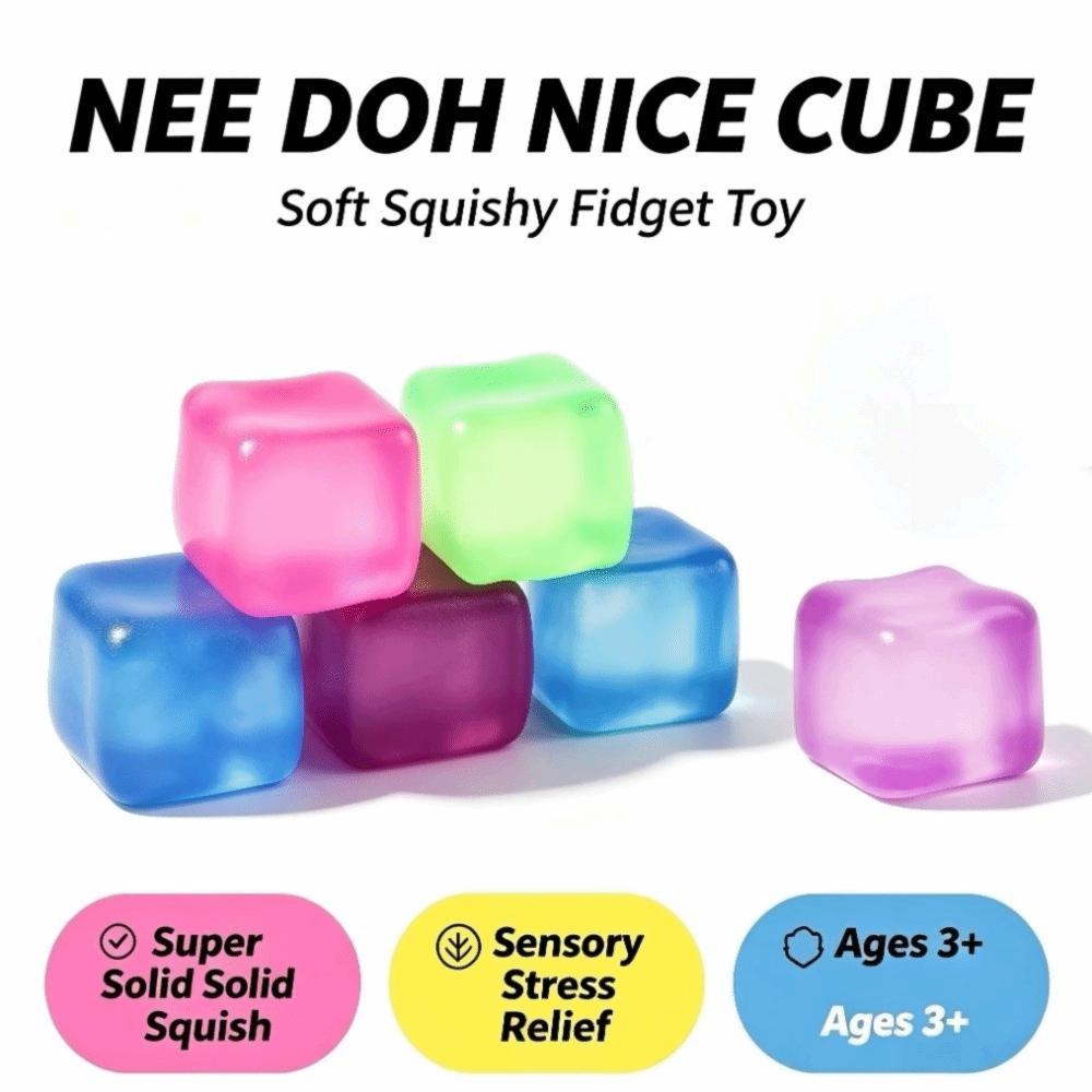 Non-Toxic Ice Cube Fidget Toy Soft Resilient Ice Cube Sensory Toy Cool Squeeze Cube Toy Kids