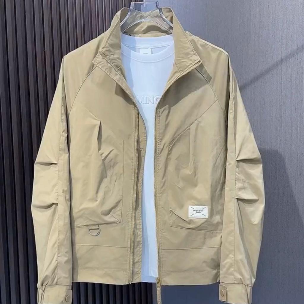 Осенняя мужская повседневная спортивная дышащая уличная куртка с воротником-стойкой, свободный материал