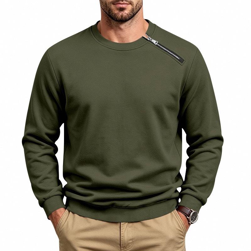 Men S Fleece Lined Round Neck Long Sleeve Pullover Sweatshirt
