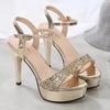Fashion Sexy Women Sandals Woman Summer 2025 Female Bling Thin Heels Peep Toe Party Dance Shoes Platform Sandal Designer Shoes