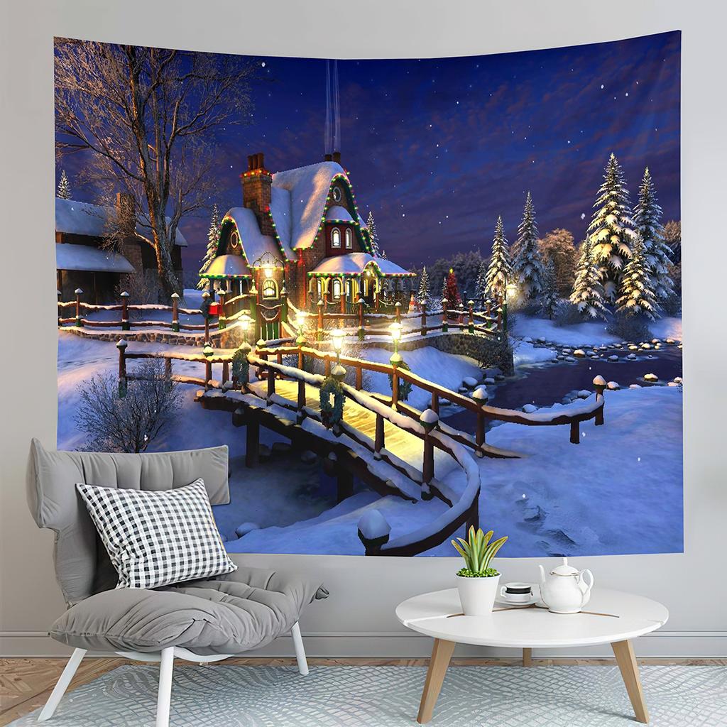 Рождественский гобелен, зимний гобелен со снежинкой, милый гобелен со снеговиком, настенный гобелен для спальни, домашний декор, гобелен