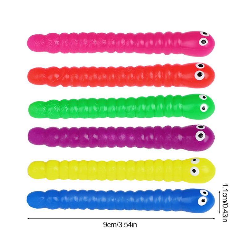12/24Pcs Colorful Soft Caterpillars Kids Birthday Party Favors Pinata Filler Stretch String Fidget Toys Halloween Christmas Gift