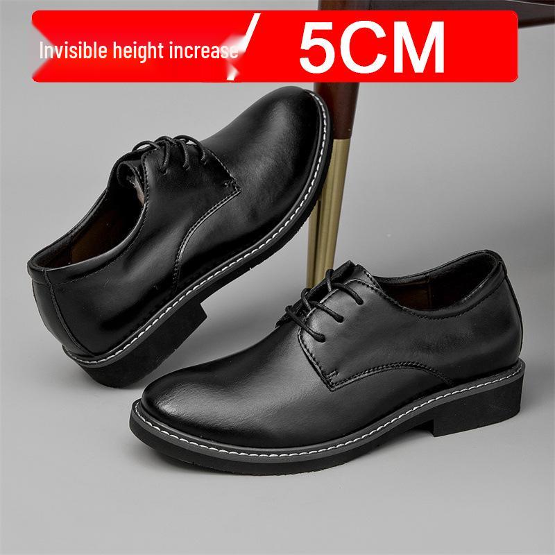 Невидимые мужские кожаные туфли, увеличивающие рост на 5 см - Business Casual, Британский стиль, Мягкая подошва для женихов и свадеб
