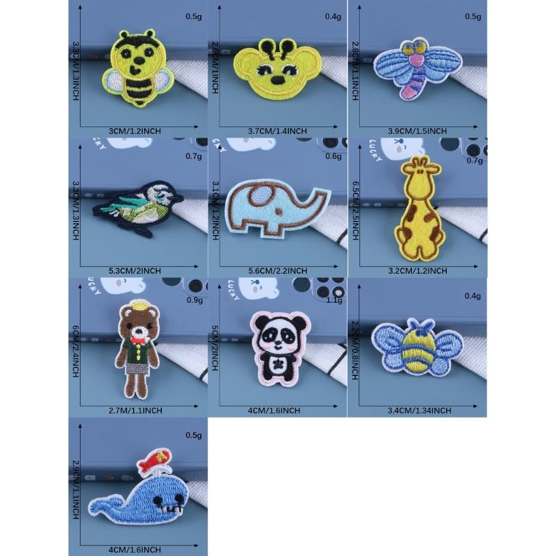 10 Pcs Panda Repair Patches Giraffe Iron on Patches Embroidered Patches Cartoon Animal Sew On Patches for Clothes Hat
