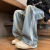 Джинсы мужские американские ретро три полоски весенние и осенние модные уличные прямые брюки стираные свободные широкие брюки