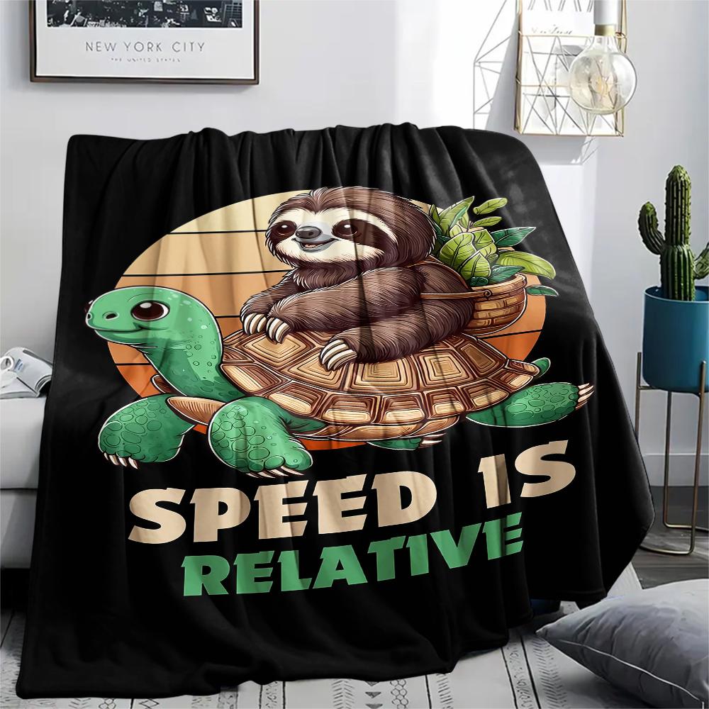 Sloth water dolphin raccoon Print Flannel Blanket,High quality Comfortable for All Seasons,Home Decor,Warmth and Comfort,Perfect for Christmas Gifts