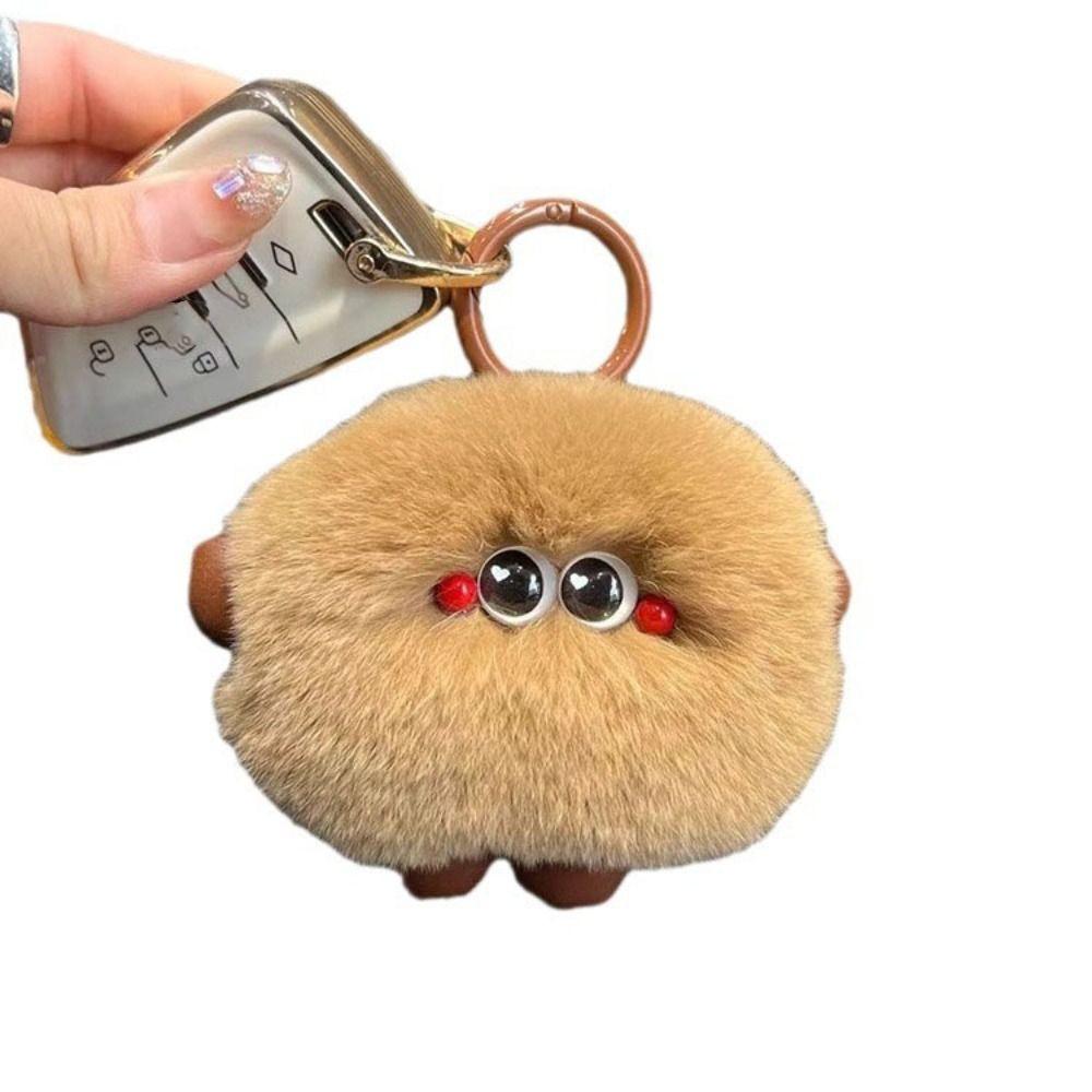 Stuffed Imitation Rabbit Fur Keychain Furry Plush Doll Keychain Funny Car Keyring  Jewelry Gift