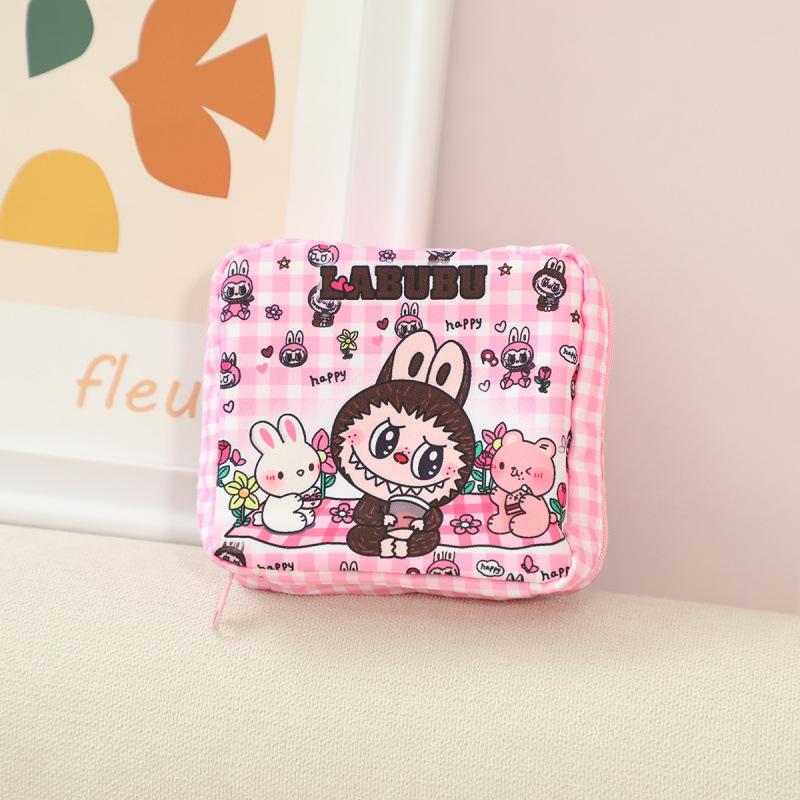 Cartoon Multi-color Canvas Women's Sanitary Napkin Storage Bag, Aunt Handkerchief Bag, Sanitary Cotton Storage Bag