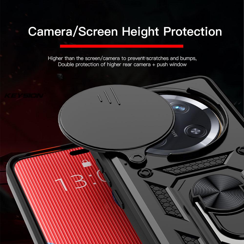 KEYSION Противоударный чехол для HONOR X9c 5G Slide Camera Защитное кольцо Подставка для телефона Задняя крышка для Huawei Honor Magic 7 Lite 5G