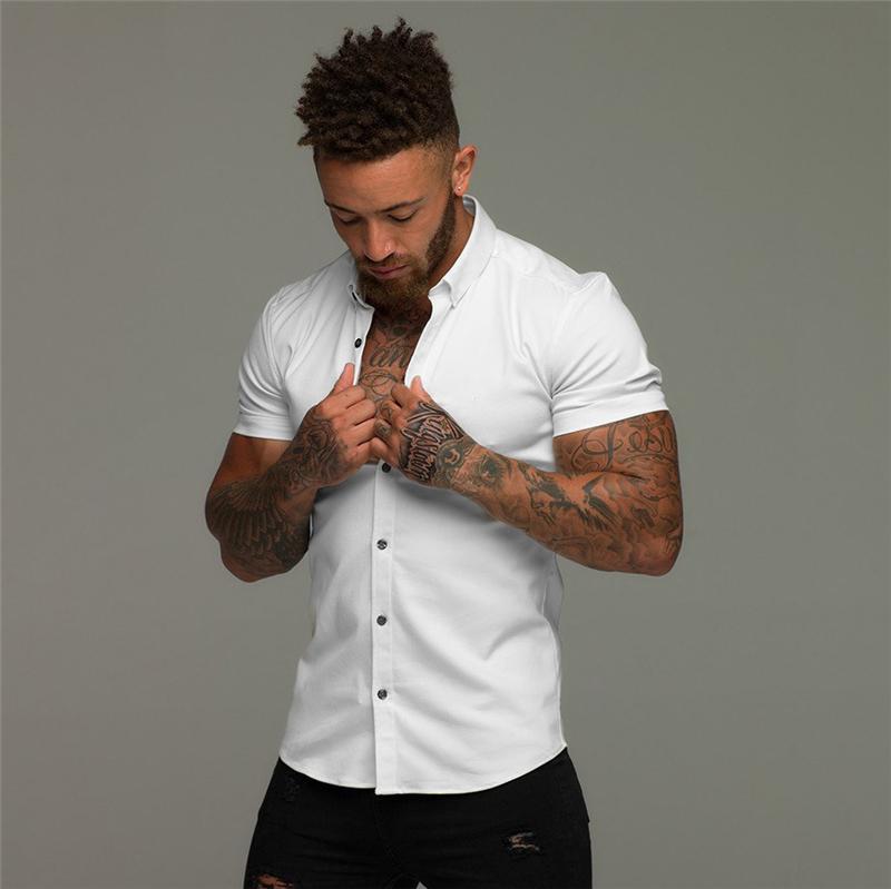 Men's Fashion Dress Shirt Summer Classic Slim Fit Button Short Sleeve Shirts for Men Casual Business Male Hipster Social Shirt