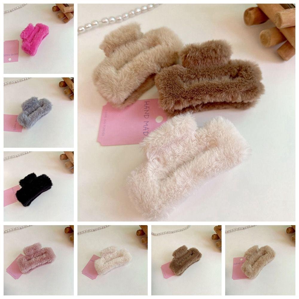 Square Hair Clip Ponytail Holder Large Shark Clip Creative Plush Hair Claw Streetwear