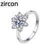 D Color 1ct Moissanite Diamond Ring Women's Sterling Silver S925 Six-claw Snowflake Ring Engagement Diamond Ring Wedding Ring Gift for Girlfriend