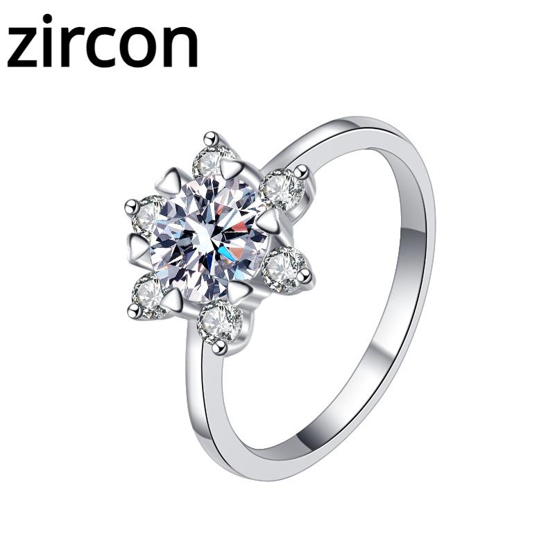 D Color 1ct Moissanite Diamond Ring Women's Sterling Silver S925 Six-claw Snowflake Ring Engagement Diamond Ring Wedding Ring Gift for Girlfriend