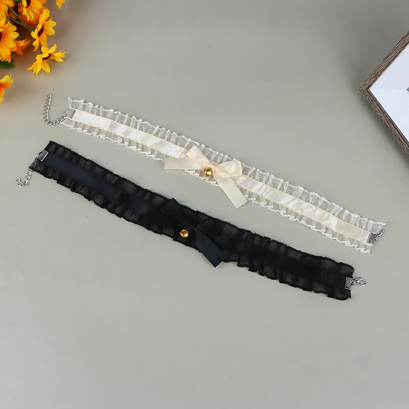 Элегантное кружевное колье-чокер с бантом, готическое колье-воротник с колокольчиками, винтажное колье, короткая цепочка, ювелирное изделие