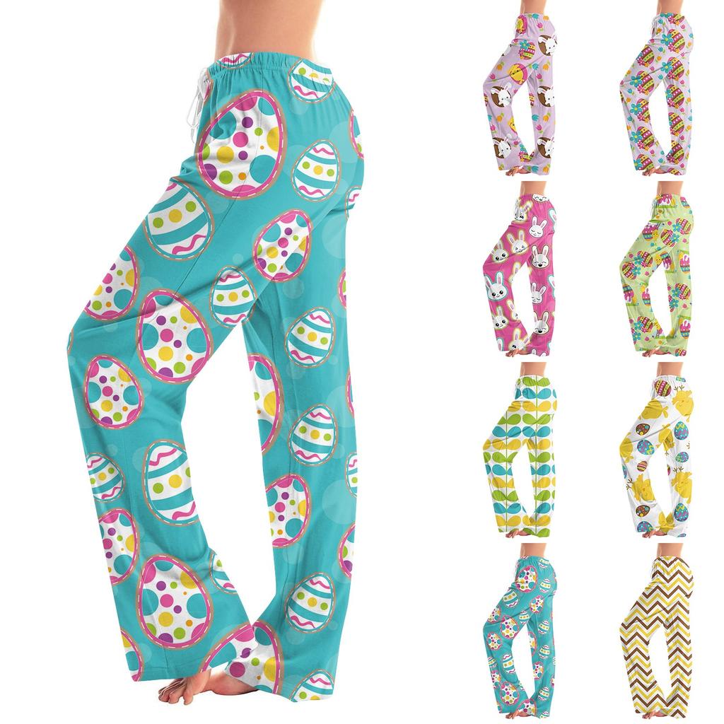 Женские модные свободные повседневные брюки с пасхальным принтом