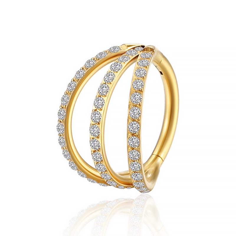 Пирсинг из нержавеющей стали, кольца-сегменты на петлях, кольца для носа с камнями CZ, серьги для пирсинга хряща уха, трагуса, хеликса, украшения для тела