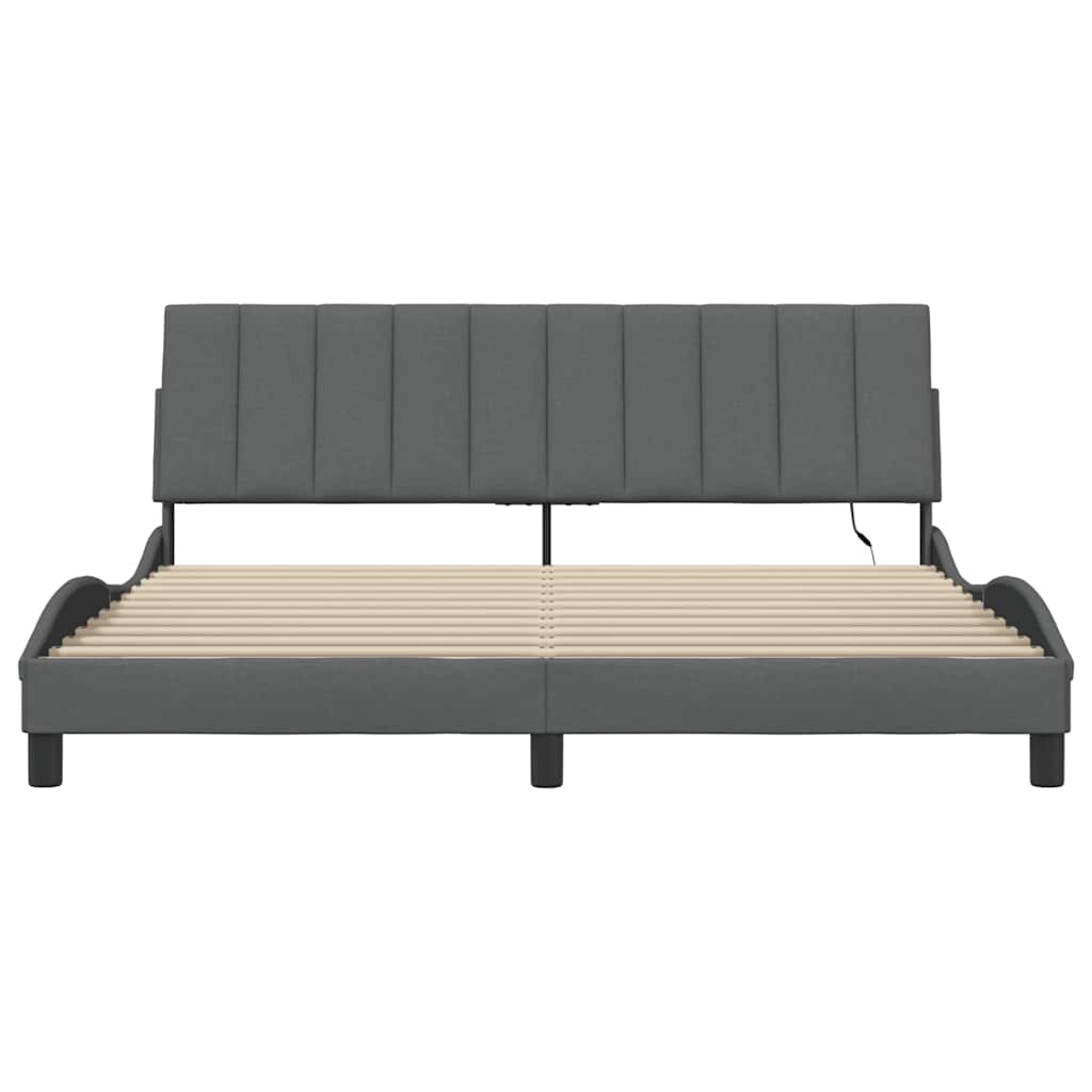 Bed Frame without Mattress  Hanko  Dark Grey 180 x 200 cm Fabric