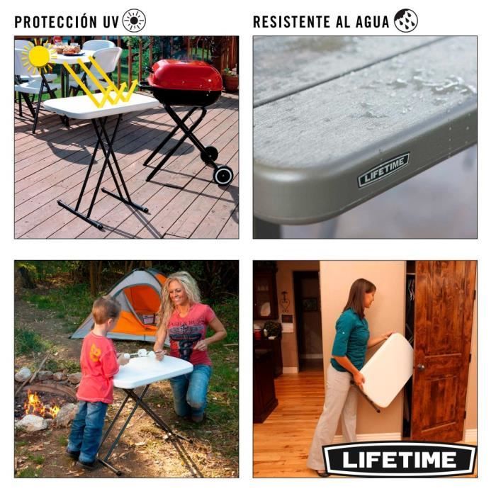 Стол гибкий, поливалентный, ультра устойчивый к жизни - LIFETIME - 66x46x61 / 66/71 см - Rectangulaire - Белый