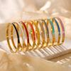 Women's 4mm Gold Enamel Titanium Steel Bangle Bracelet with Buckle