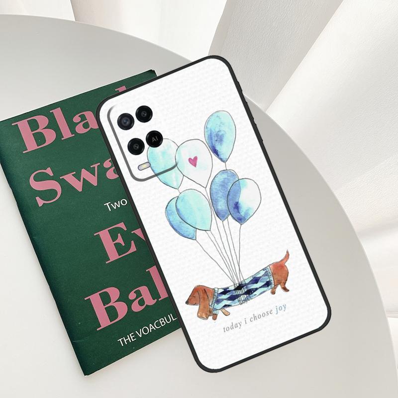 Мультяшный Чехол Такса Сосиска Для Oppo A58 A78 A98 A15 A16 A17 A52 A72 A76 A96 A54 A74 A94 A57 A77 A54S A57S